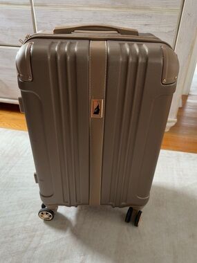 Textured Hard-Shell Luggage in Taupe
